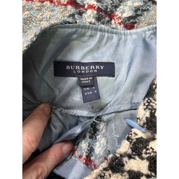 Burberry London Designer Blue Red Plaid Print Check Wool Mini Skirt Sz 4 Sm - Picture 9 of 15